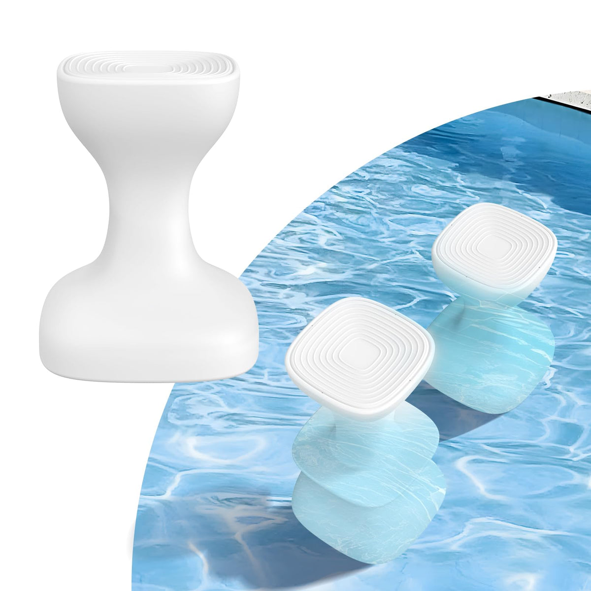 OceanaFlow front view of stool showing sleek design and stable base benefit