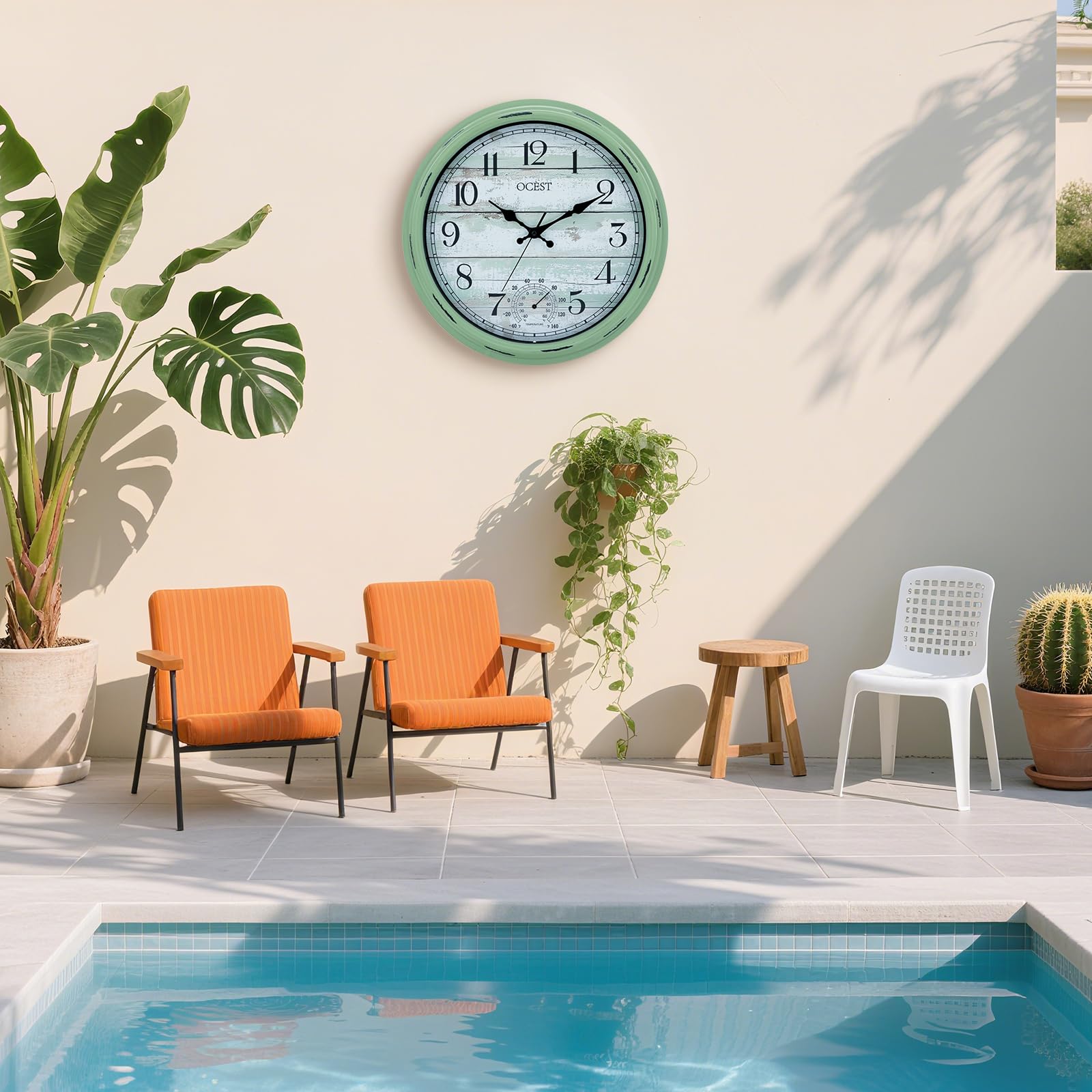 OCEST mounted on patio wall illustrating outdoor use and weather resistance