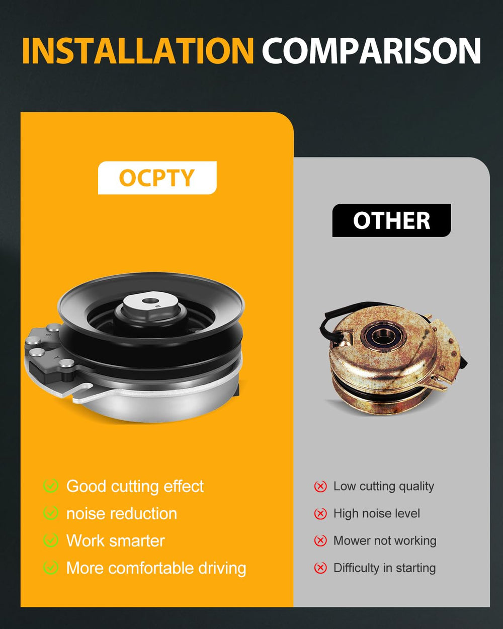 OCPTY installed in mower deck demonstrating restored blade power transfer benefit