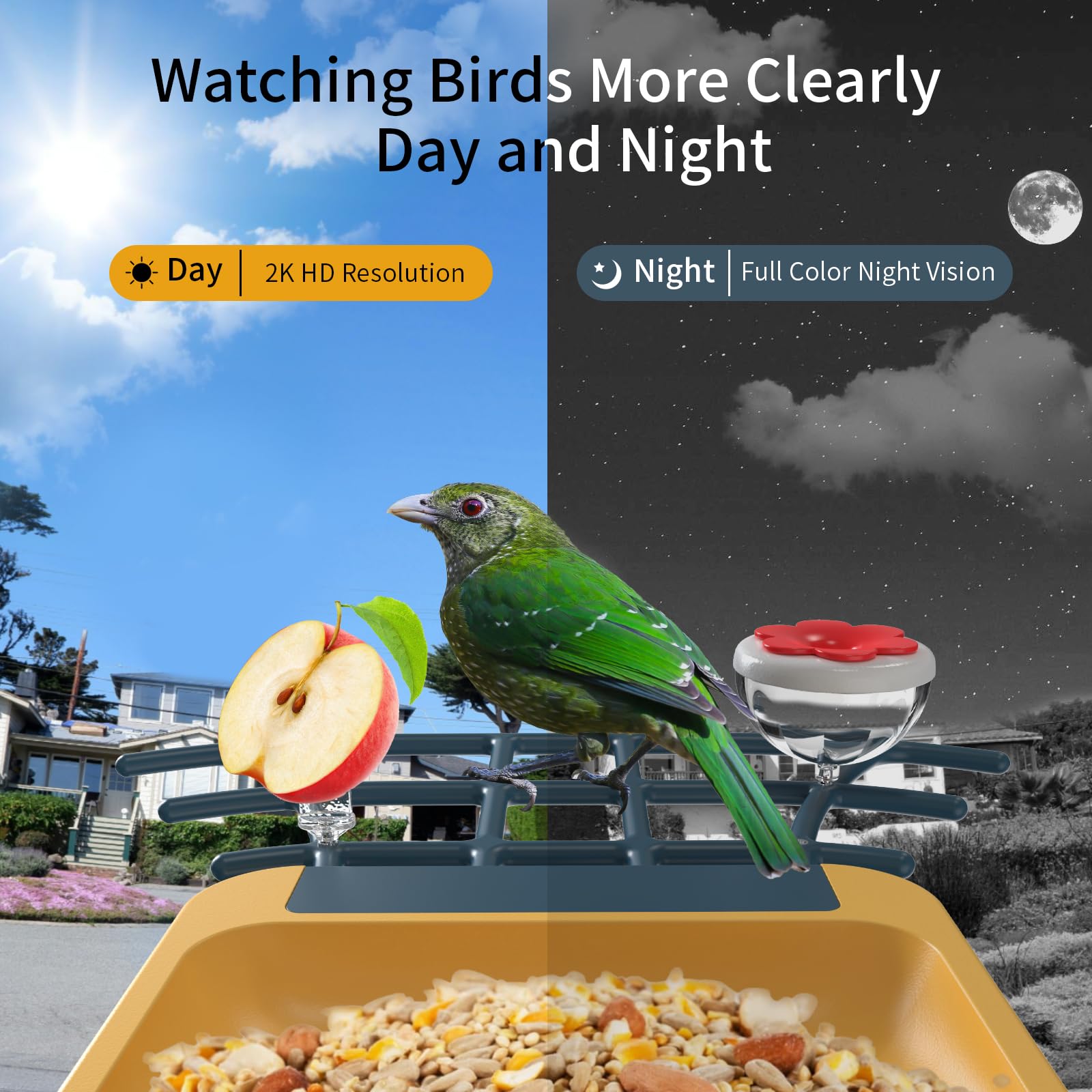 oddkont close-up of 2K lens and sensors delivering crisp backyard footage