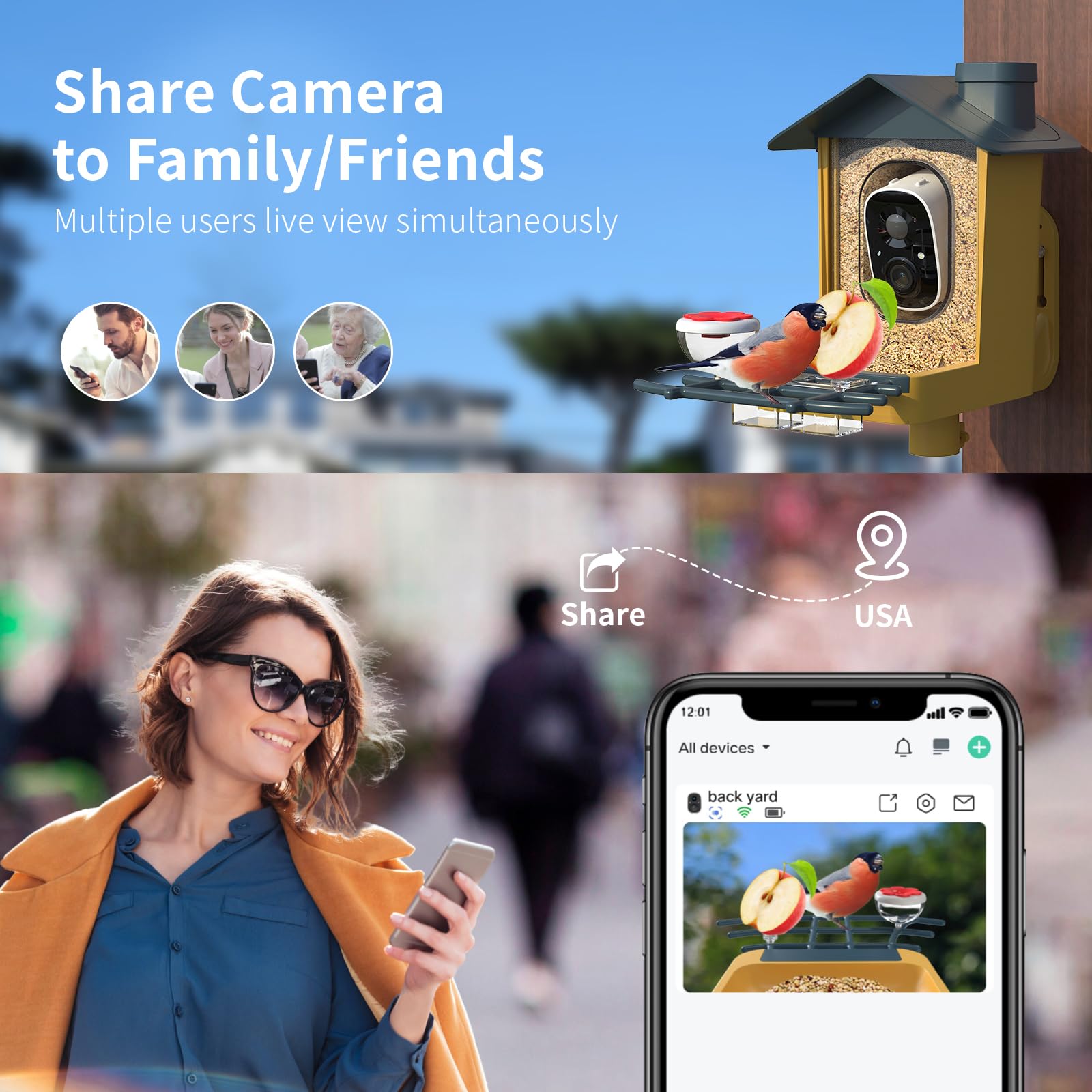 oddkont two-way audio in app showing conversation and gentle bird deterrent