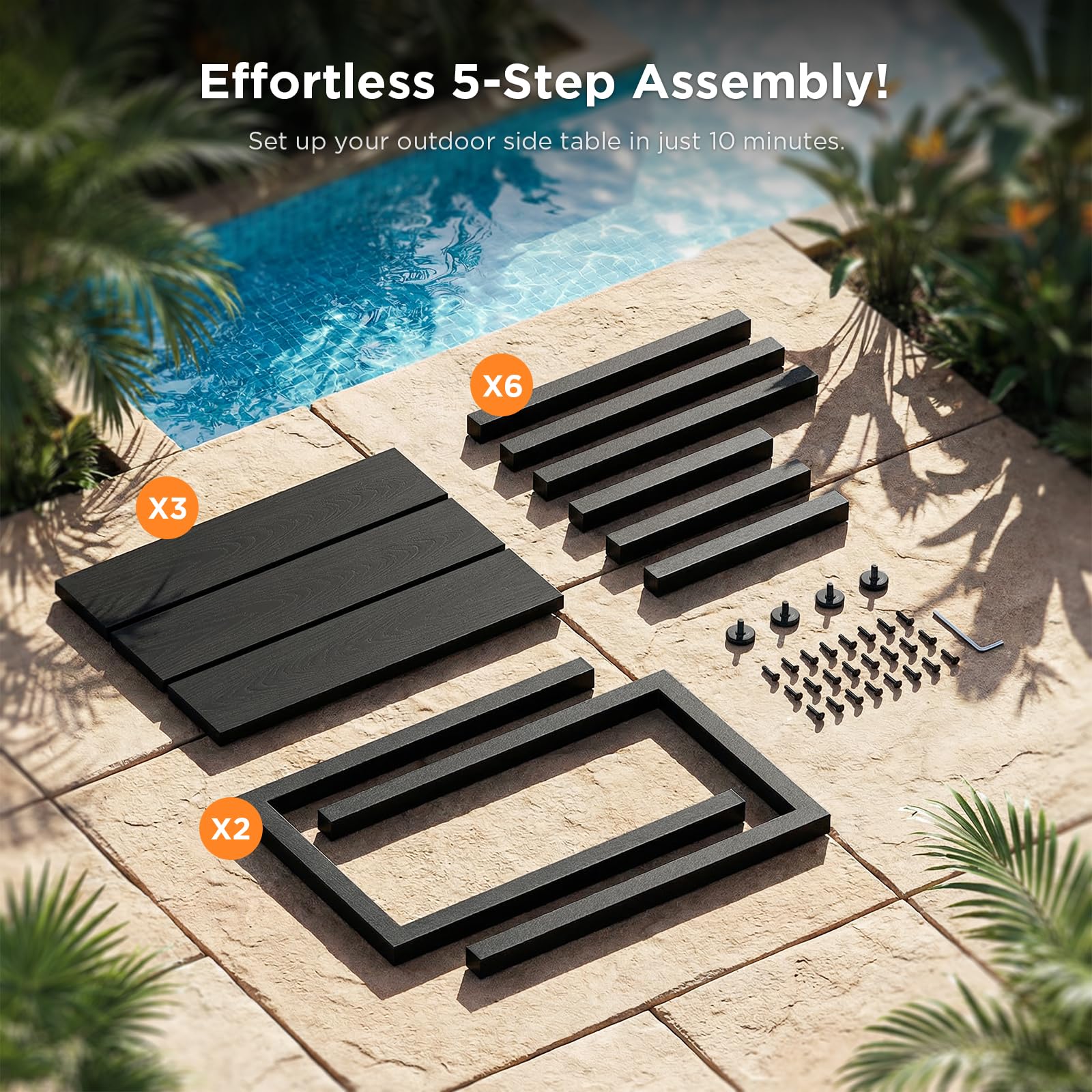 ODK assembly layout with tools and labeled parts for quick setup.