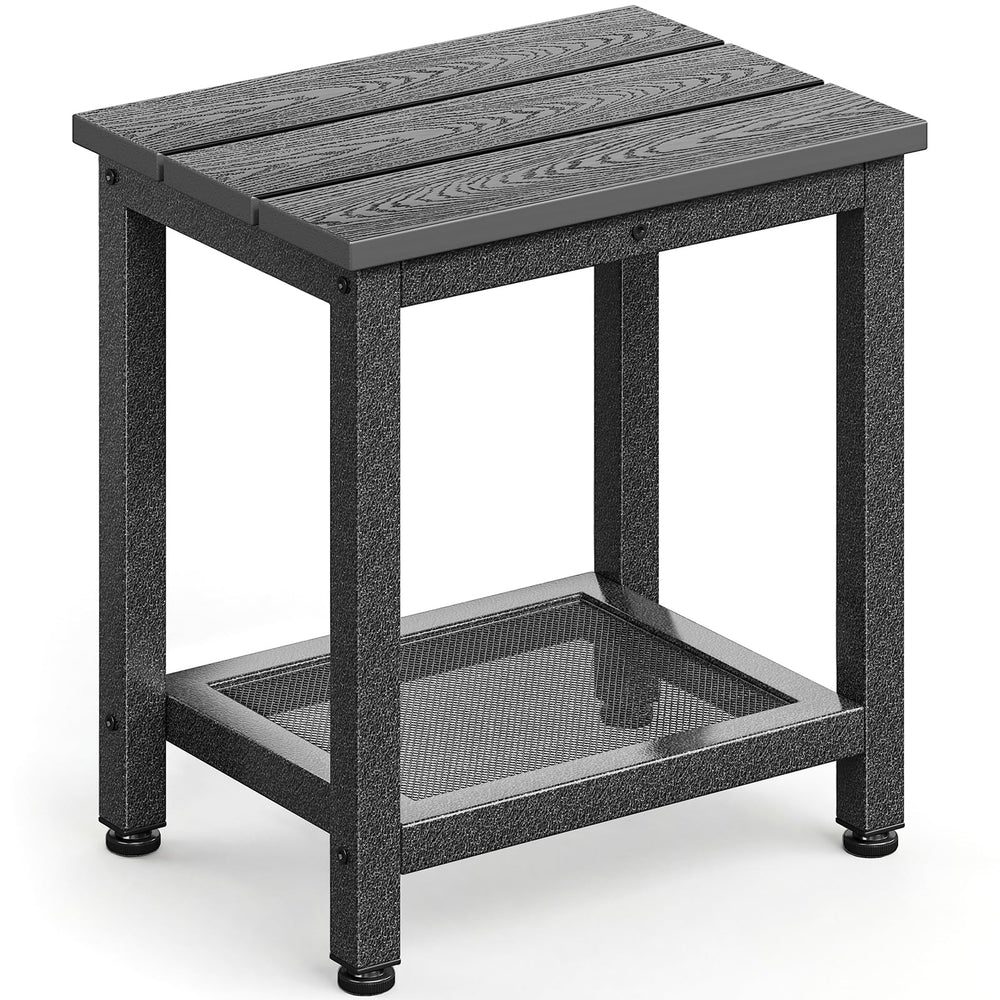 ODK front view of grey Adirondack side table showing compact stability and style