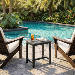ODK table beside Adirondack chairs showing matching outdoor styling benefit