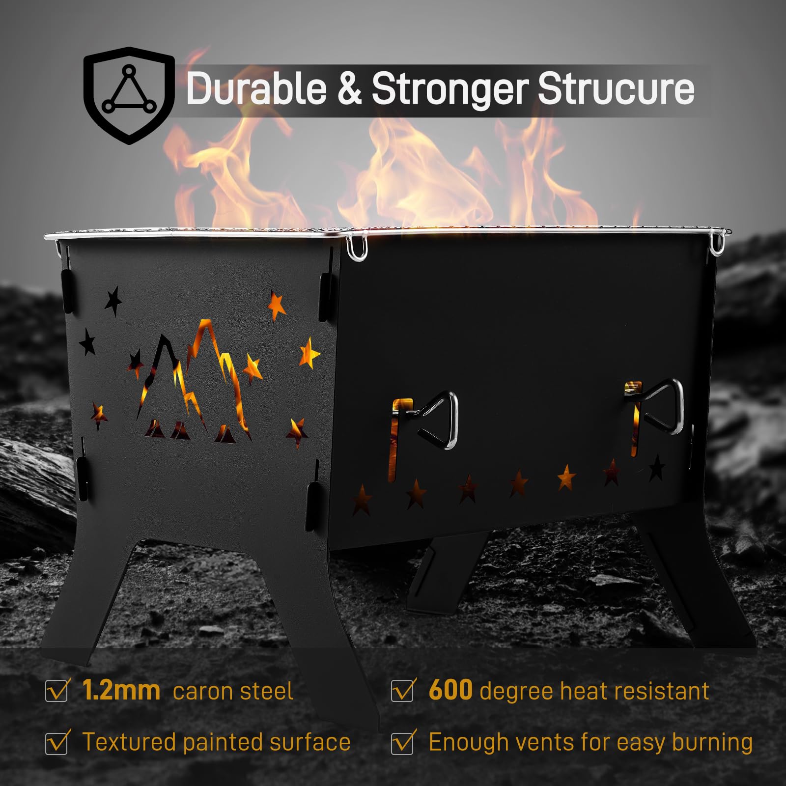 Odoland iron frame and black heat-resistant coating demonstrating durable construction