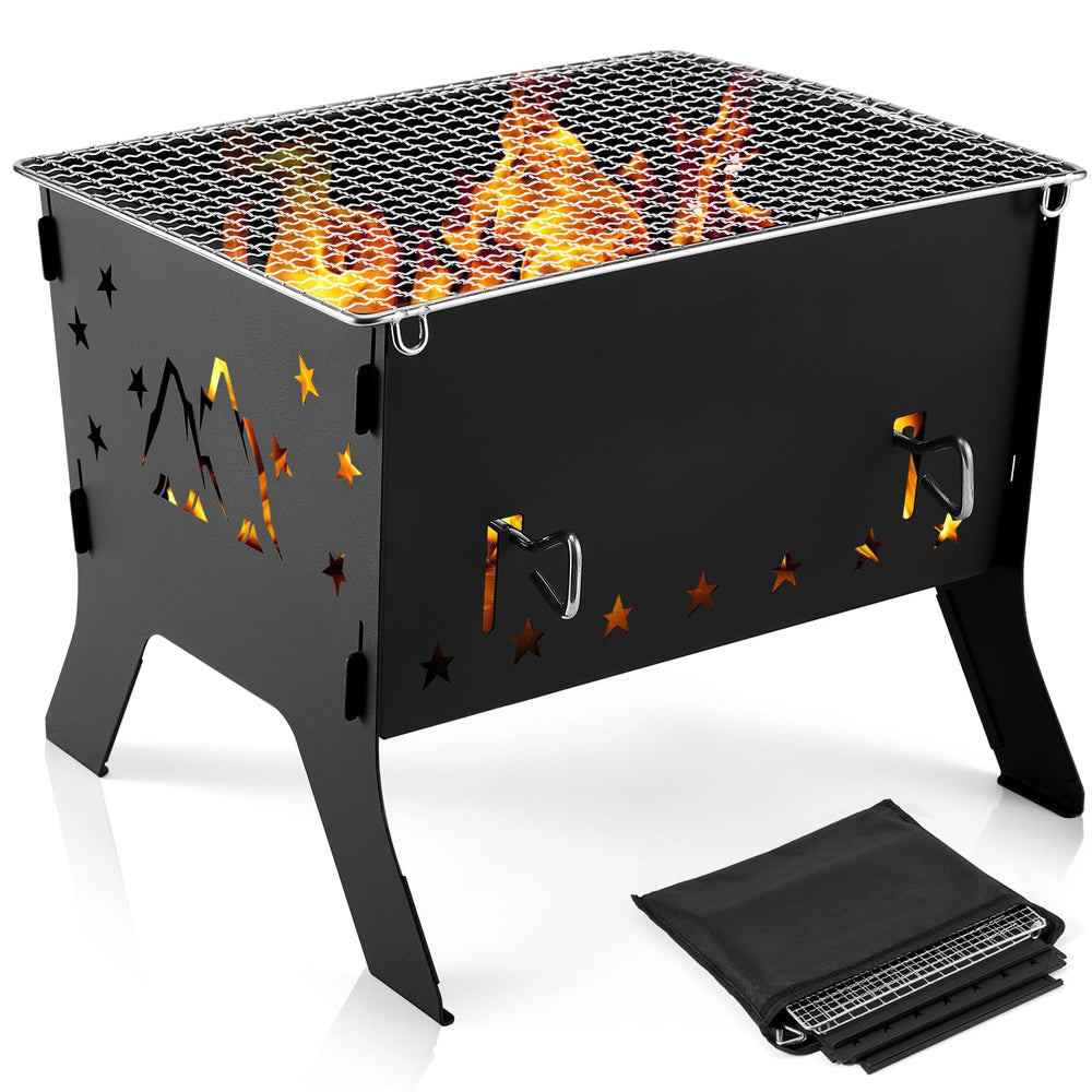 Odoland front view of folded grill showing compact portability and clear branding