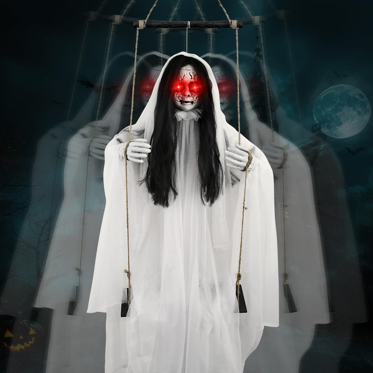 odotoino front view hanging bride showing full 6.2FT presence and creep factor