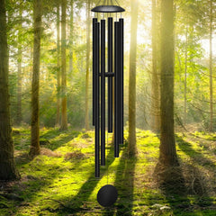 ODRODR front view of full 66-inch wind chime showing elegant silhouette and ambiance