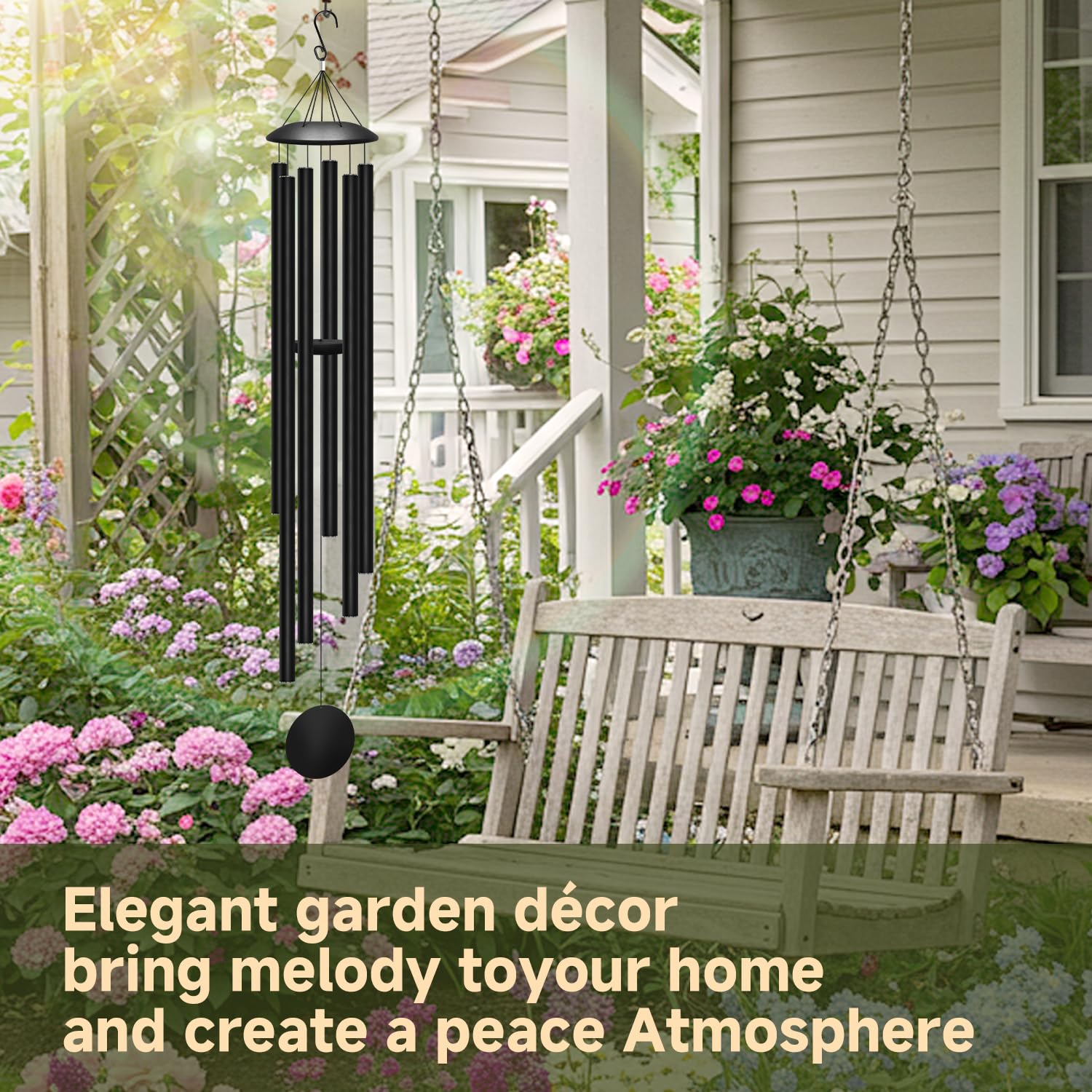 ODRODR wind chime beside doorway to show 66-inch scale and installation suitability