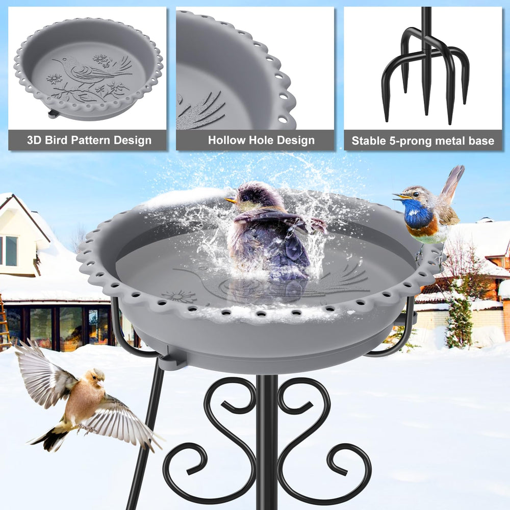ODSNANIE heated bird bath in use with visiting birds, encourages backyard wildlife