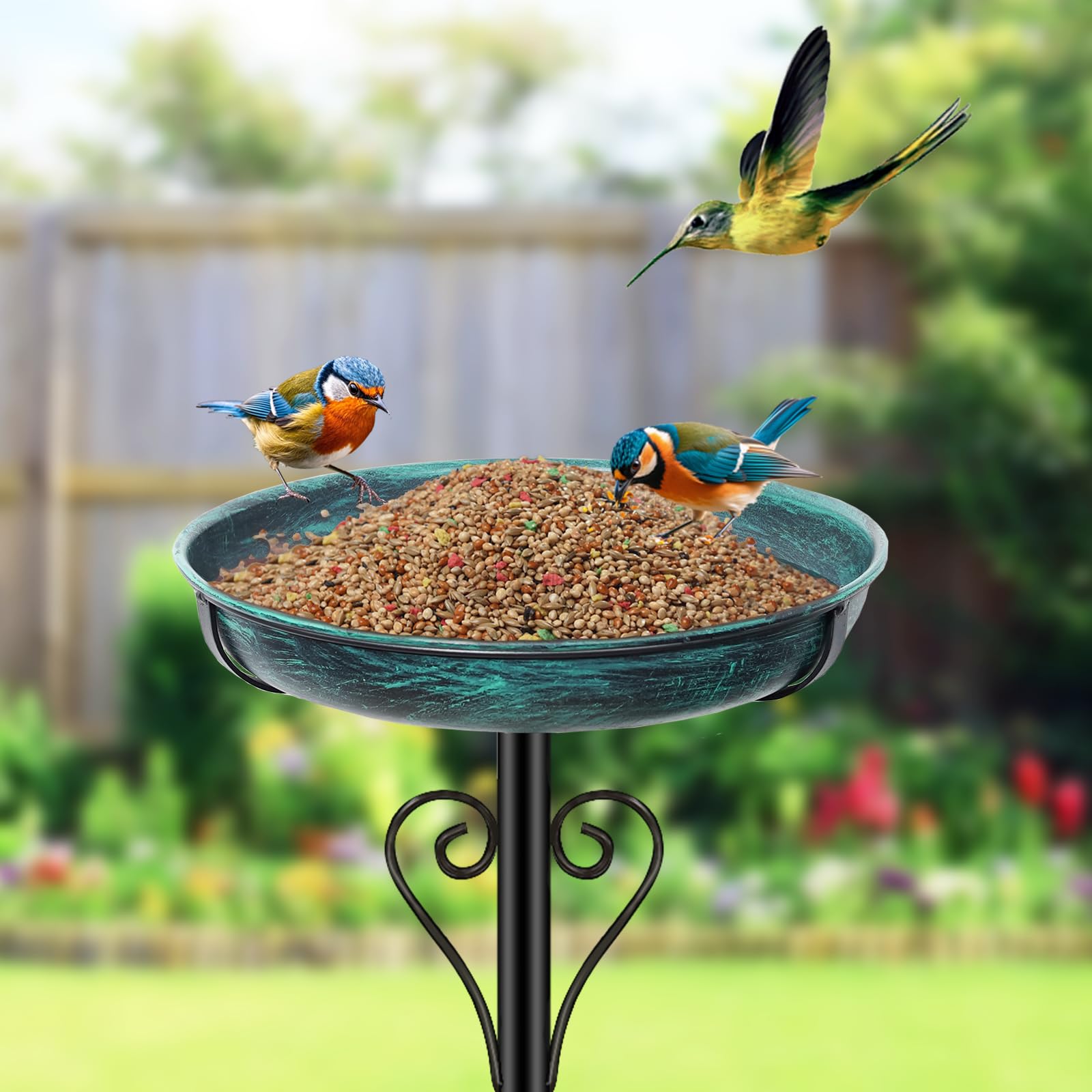 ODSNANIE bird bath placed in garden attracting birds and enhancing outdoor decor