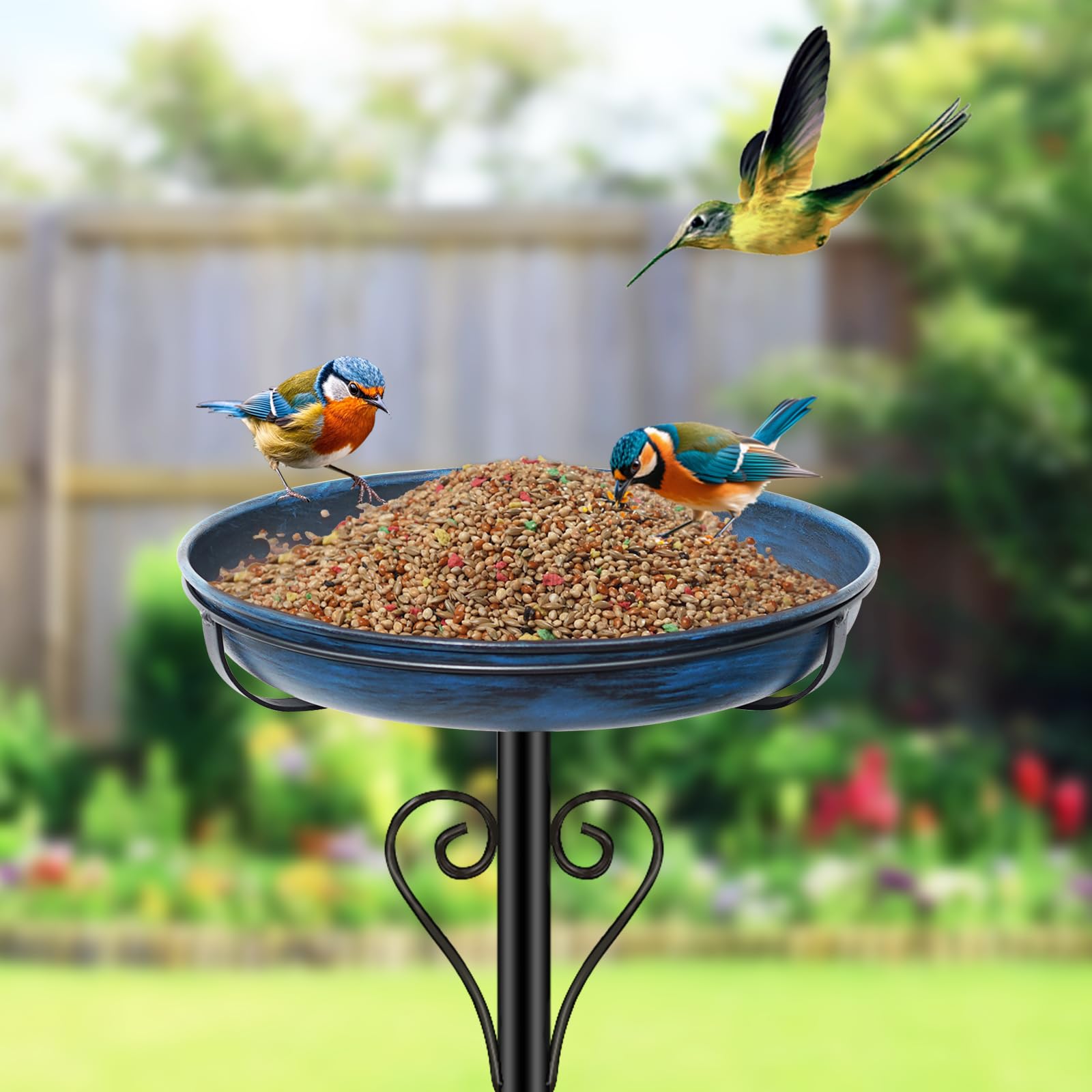 ODSNANIE birdbath in garden with birds perched showcasing wildlife attraction