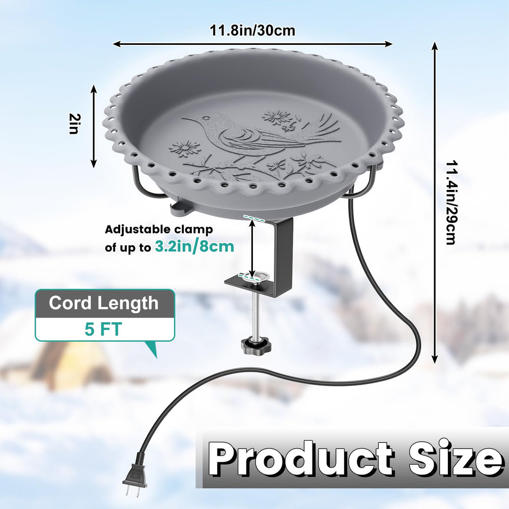 ODSNANIE heated bird bath with liquid water in snowy setting providing winter access benefit