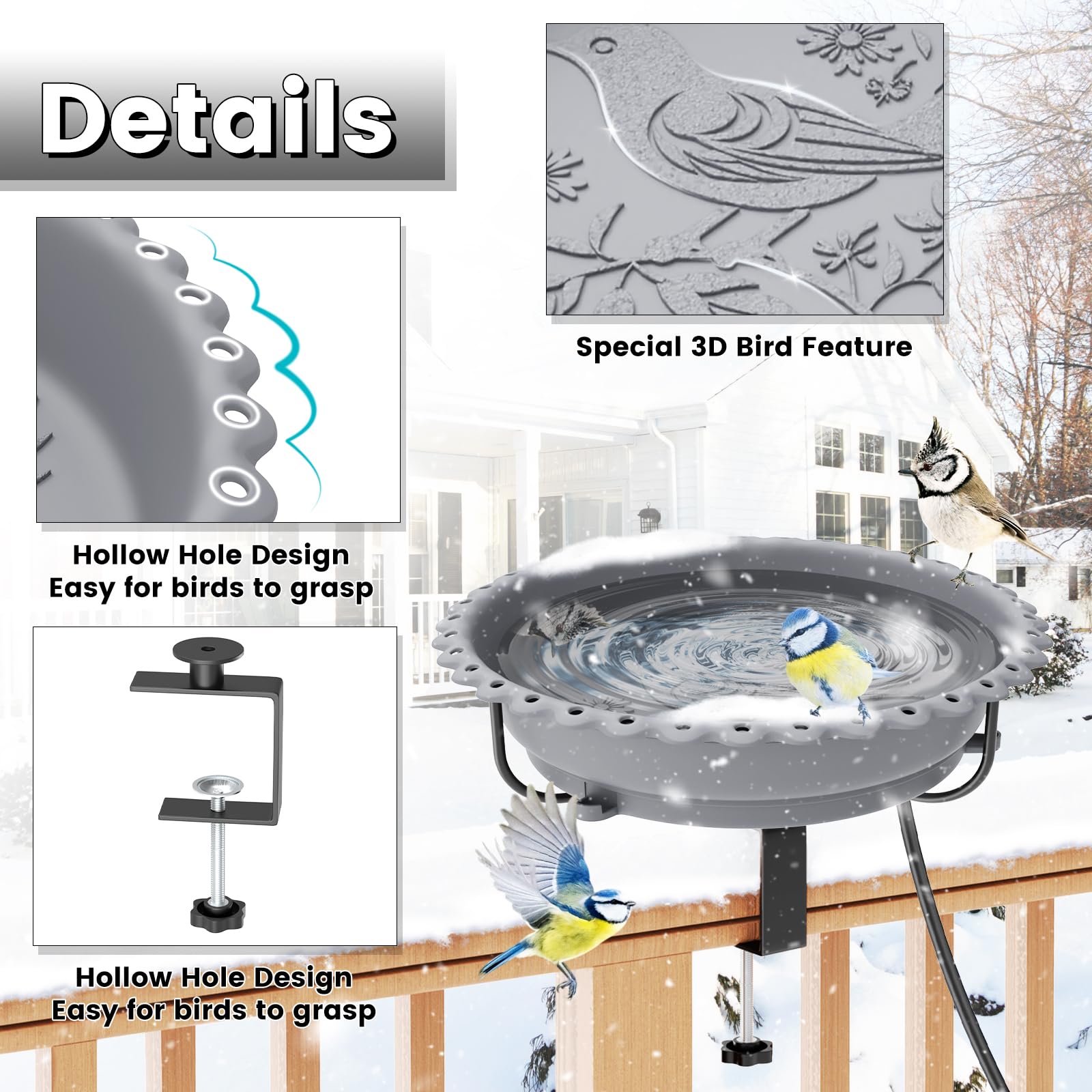 ODSNANIE close-up of heating element showing protected design and reliable thawing benefit