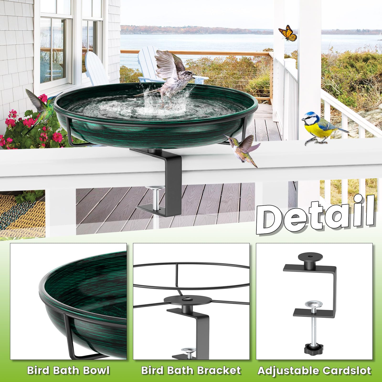 ODSNANIE installed on deck railing demonstrating secure fit and space-saving benefit