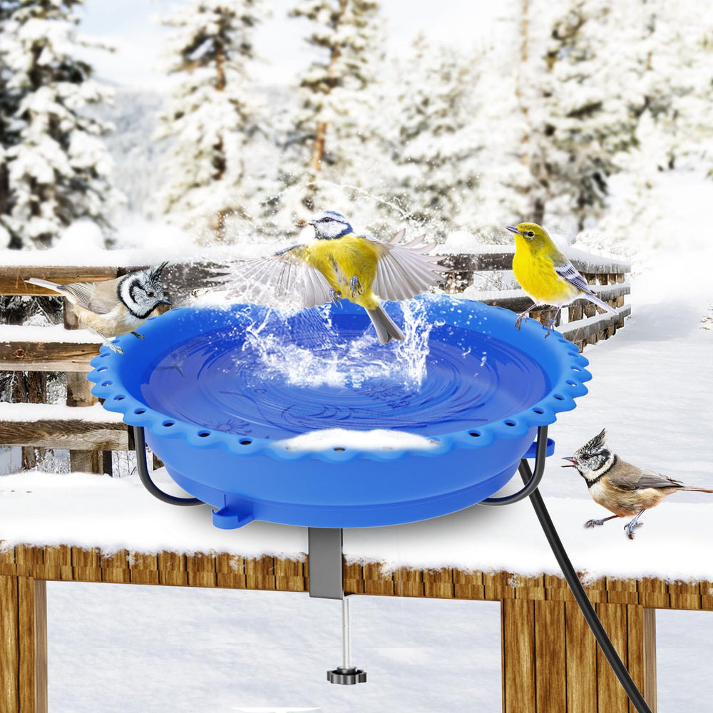 ODSNANIE heated bird bath mounted on porch showing decorative garden benefit