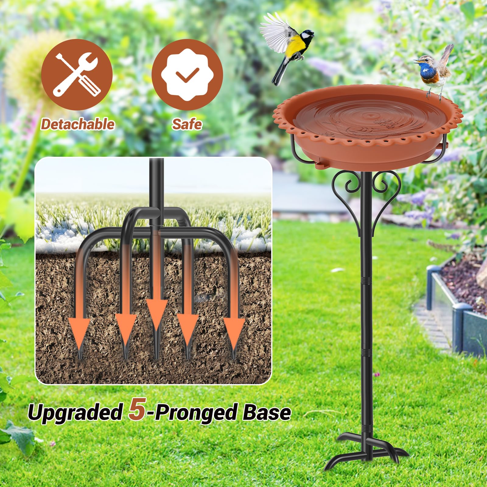 ODSNANIE bowl seated on coated metal five-claw stand for stable support