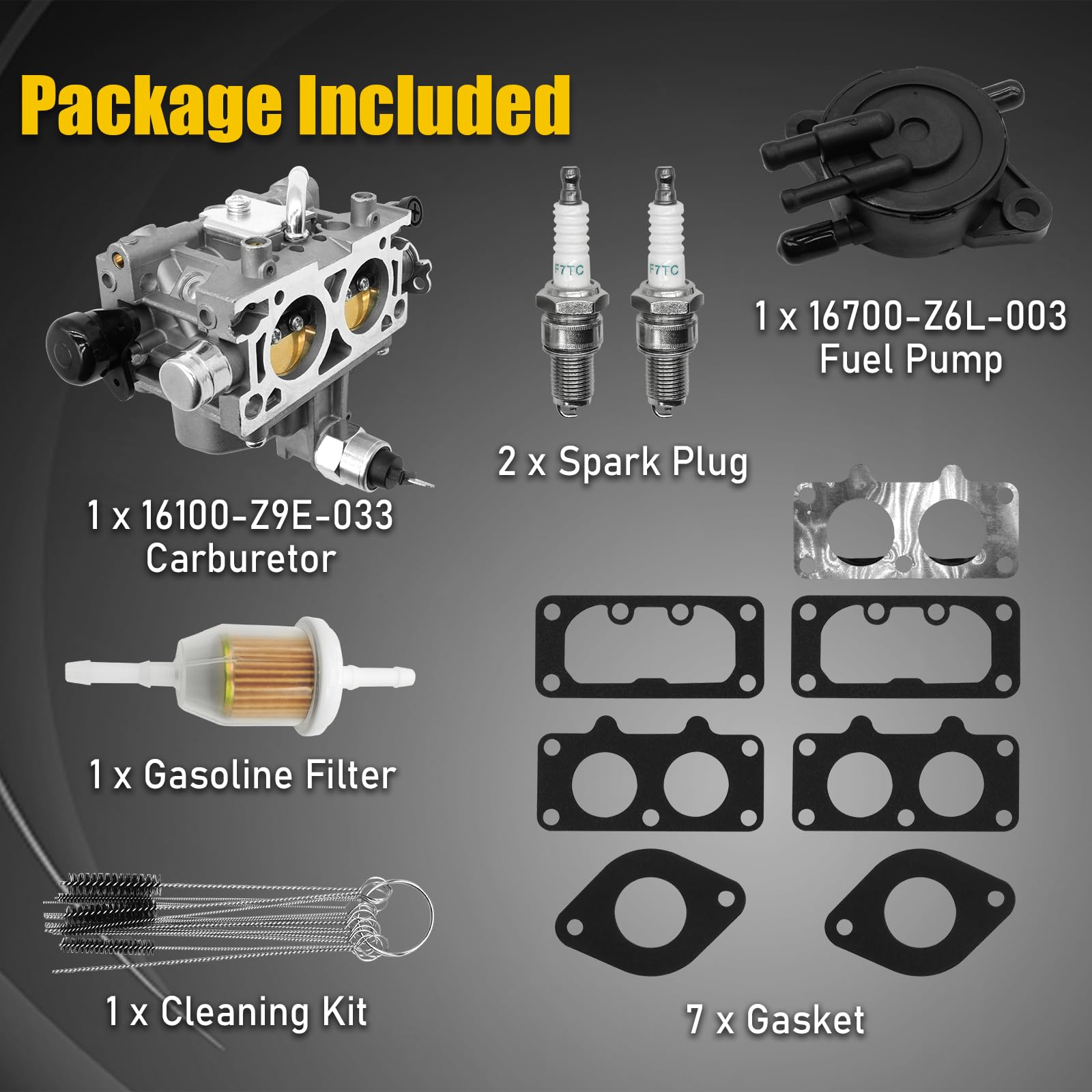 OEKITS spark plugs and gasoline filter set for consistent ignition and filtration