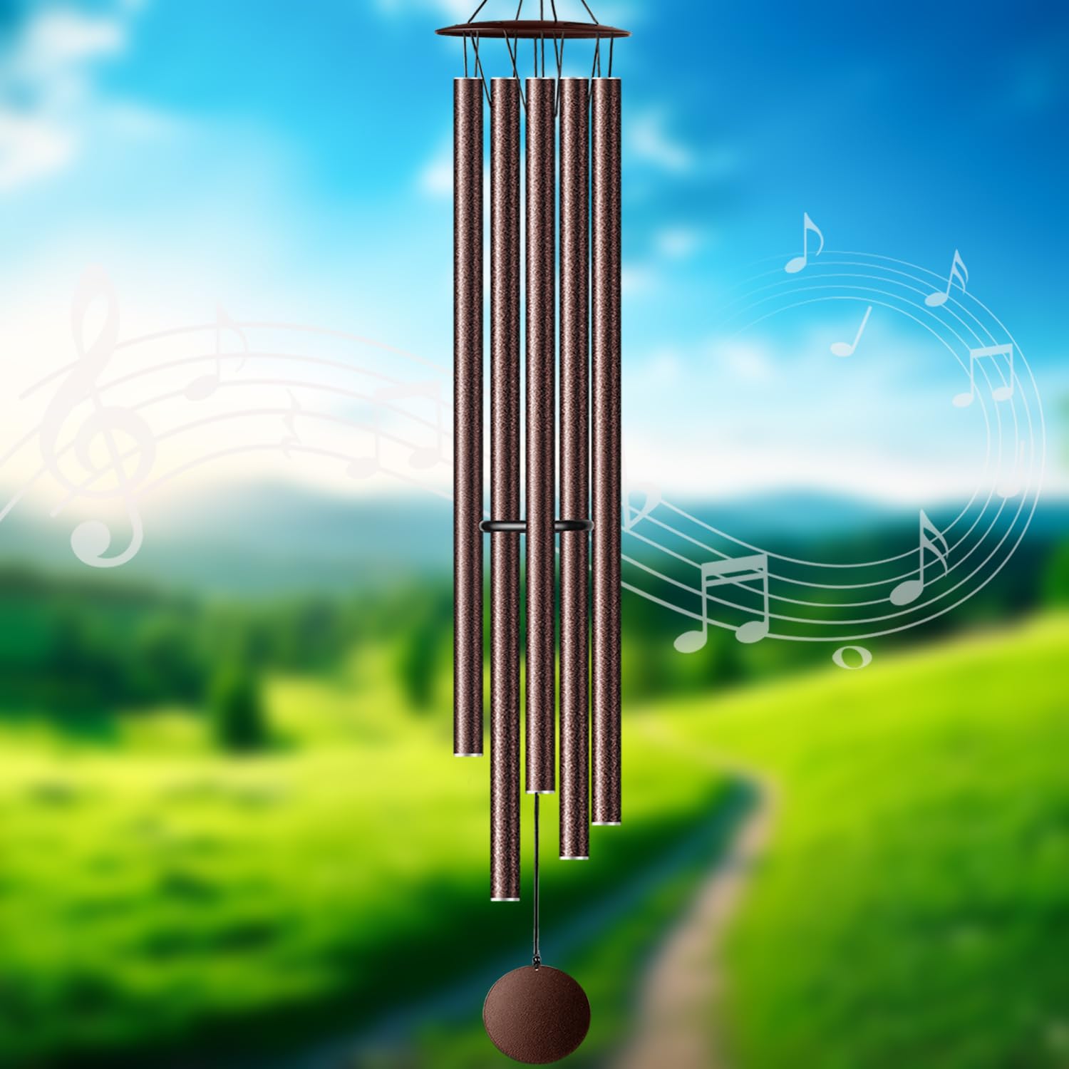 OEMUXU bronze wind chime front view showing large presence and deep tones