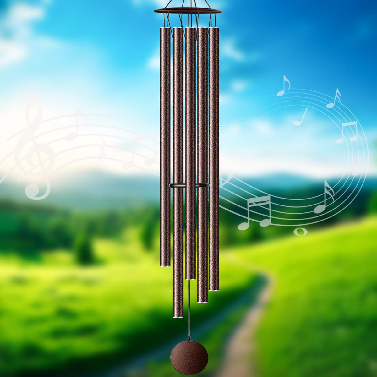 OEMUXU bronze wind chime front view showing large presence and deep tones