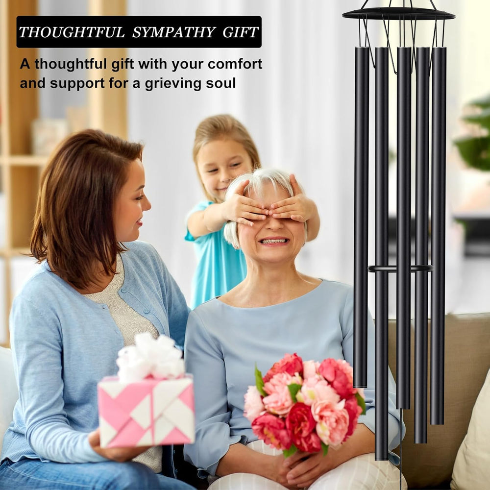 OEMUXU wind chime hung on porch creating calm auditory backdrop and decorative appeal
