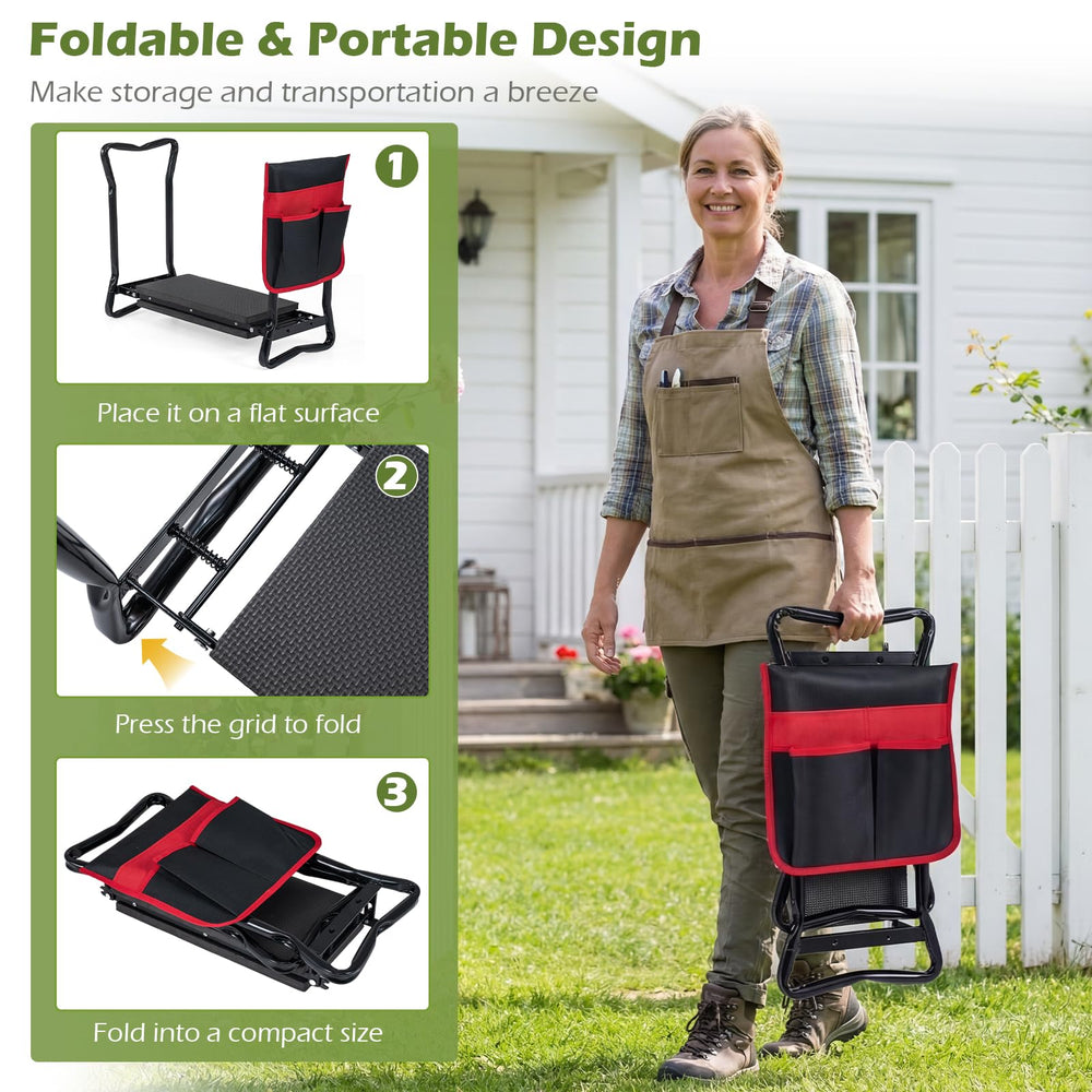 OFFICEJOY jardinera sentada en uso, reduce esfuerzo al podar