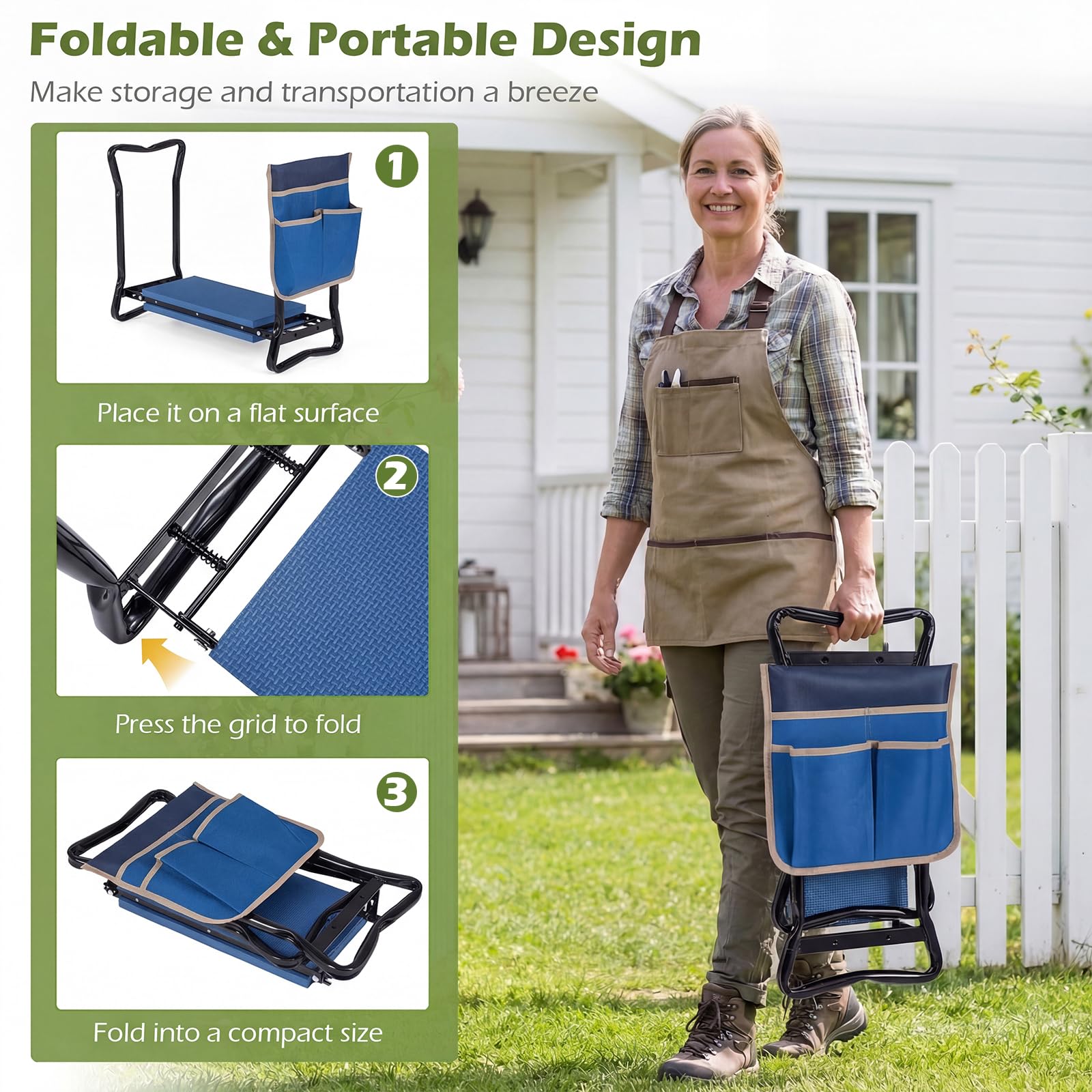 officejoy in use kneeling in garden reducing knee strain
