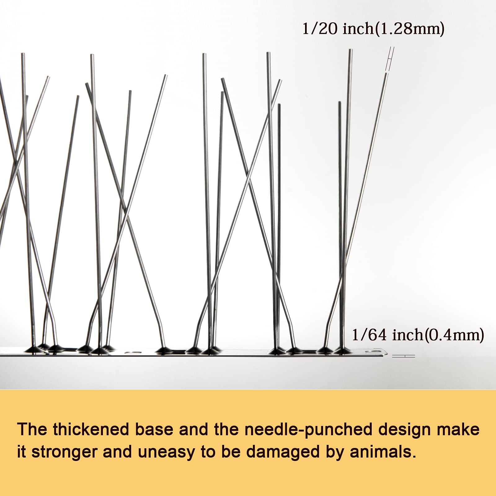 OFFO close-up of stainless steel needles showing durable deterrent