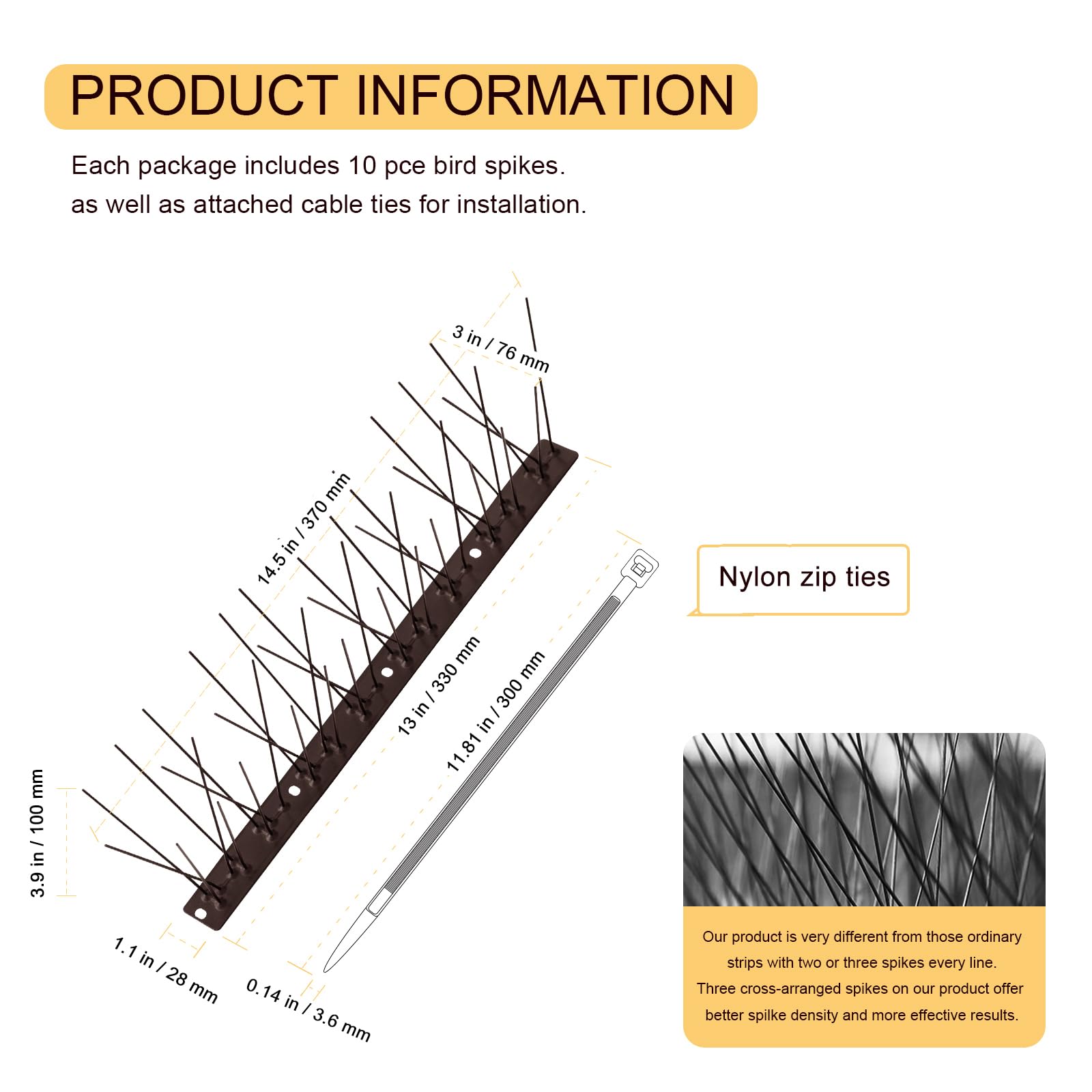 OFFO close-up of flexible stainless steel wires showing durable anti-roost structure