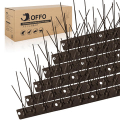 OFFO front view of full 10.8ft spike strip showing neat brown finish and coverage benefit