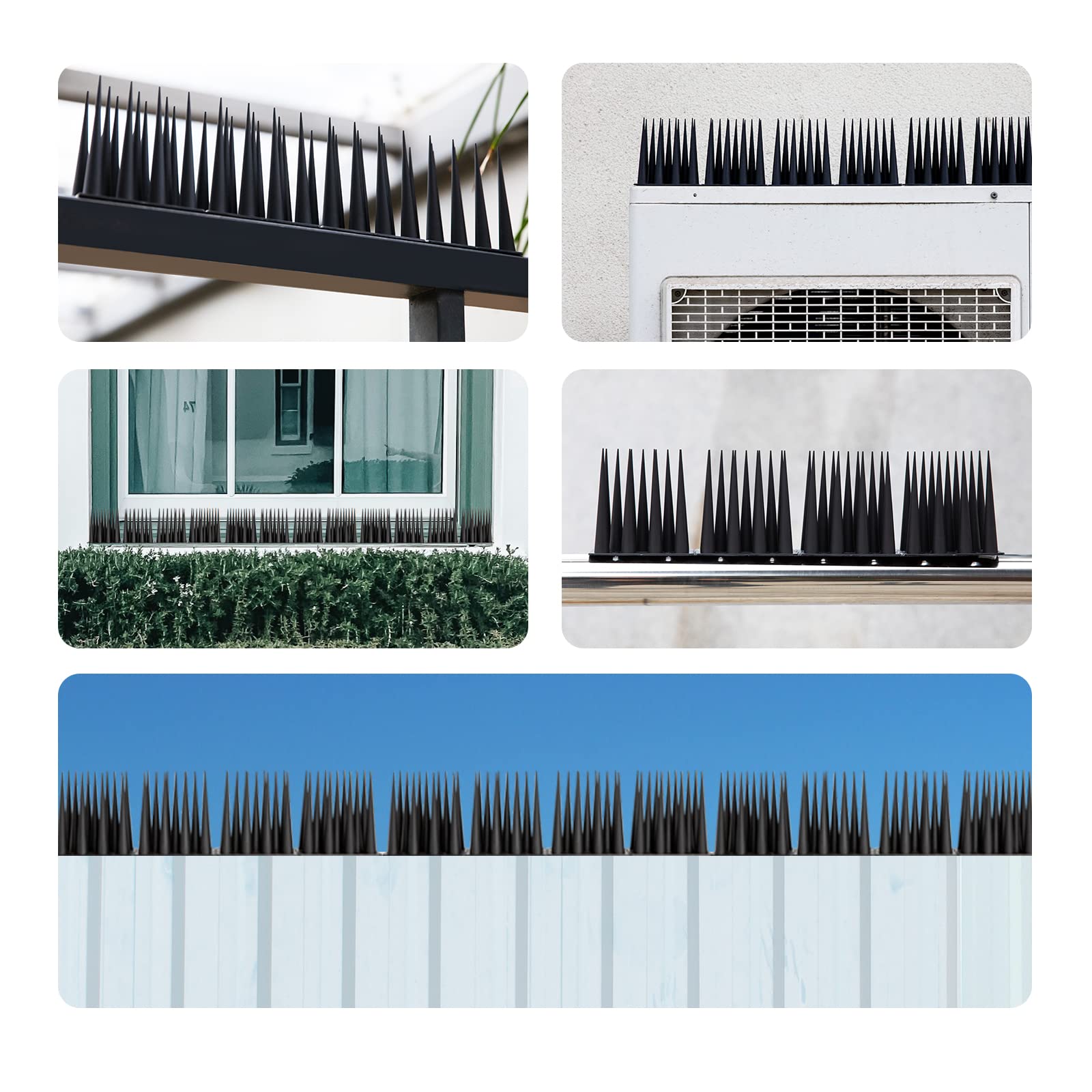 OFFO balcony view with spikes installed demonstrating clean, protected ledge