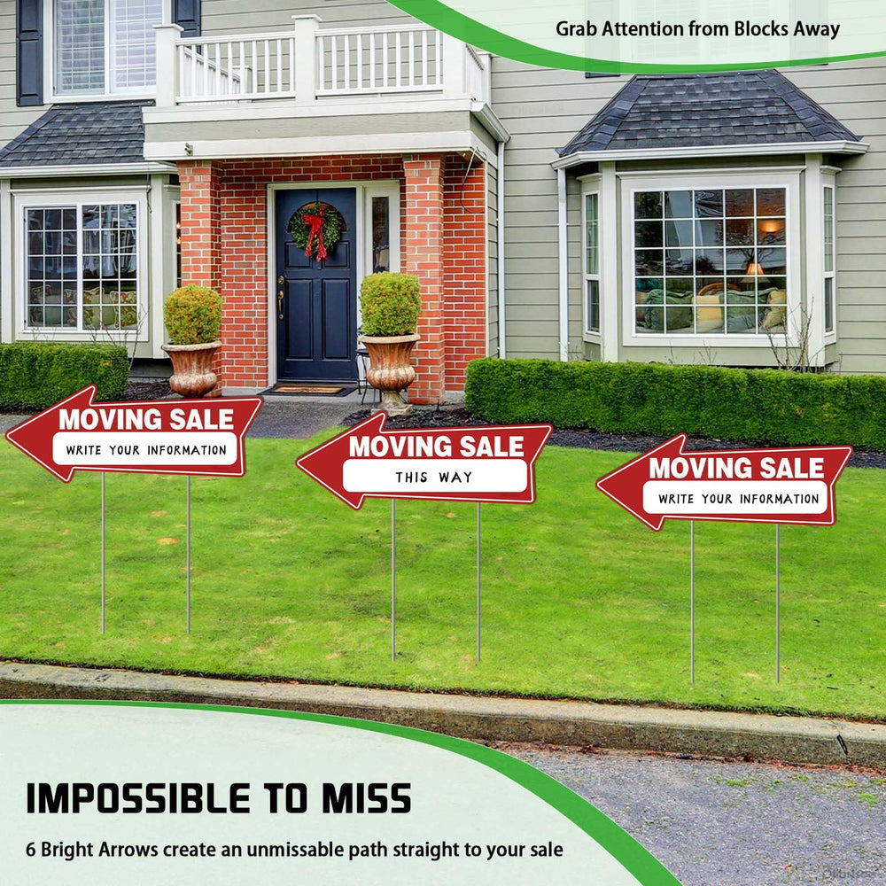 Ofibsisce signs in driveway guiding buyers to sale and increasing turnout