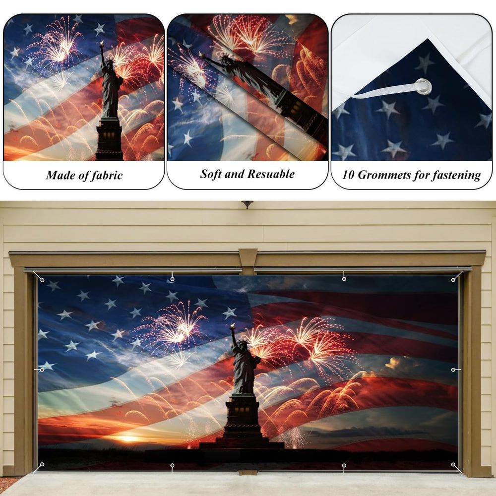 OFILA garage door backdrop in evening party setting adding festive atmosphere and photo-ready background