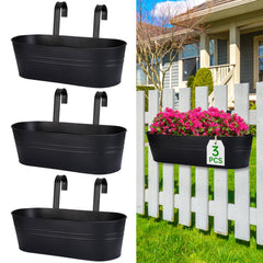OGIMA front view of 16-inch railing planter showing sleek rectangular shape and capacity