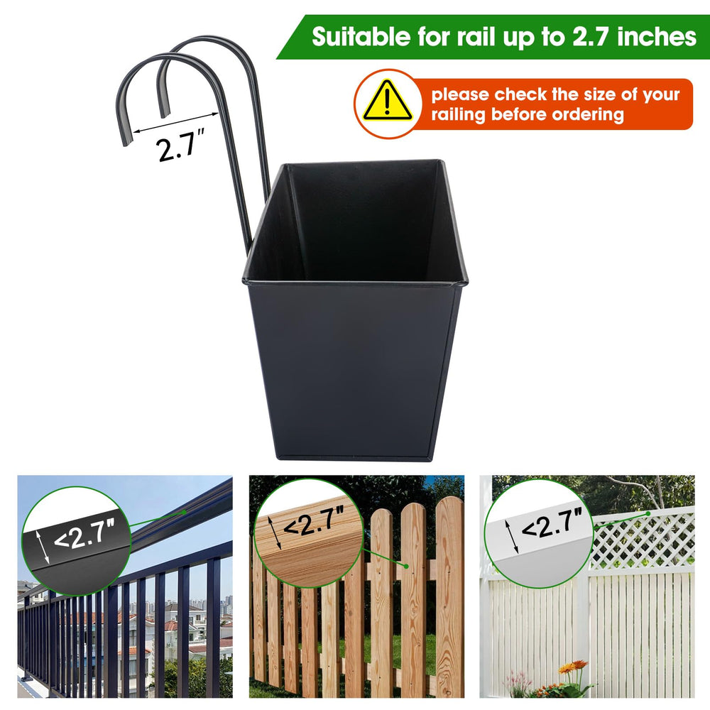 OGIMA hooks securing planter to wide railing for stable outdoor mounting