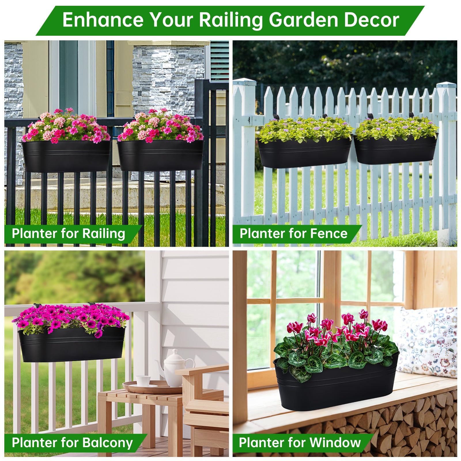 OGIMA planters lining a patio railing adding curb appeal and efficient planting space