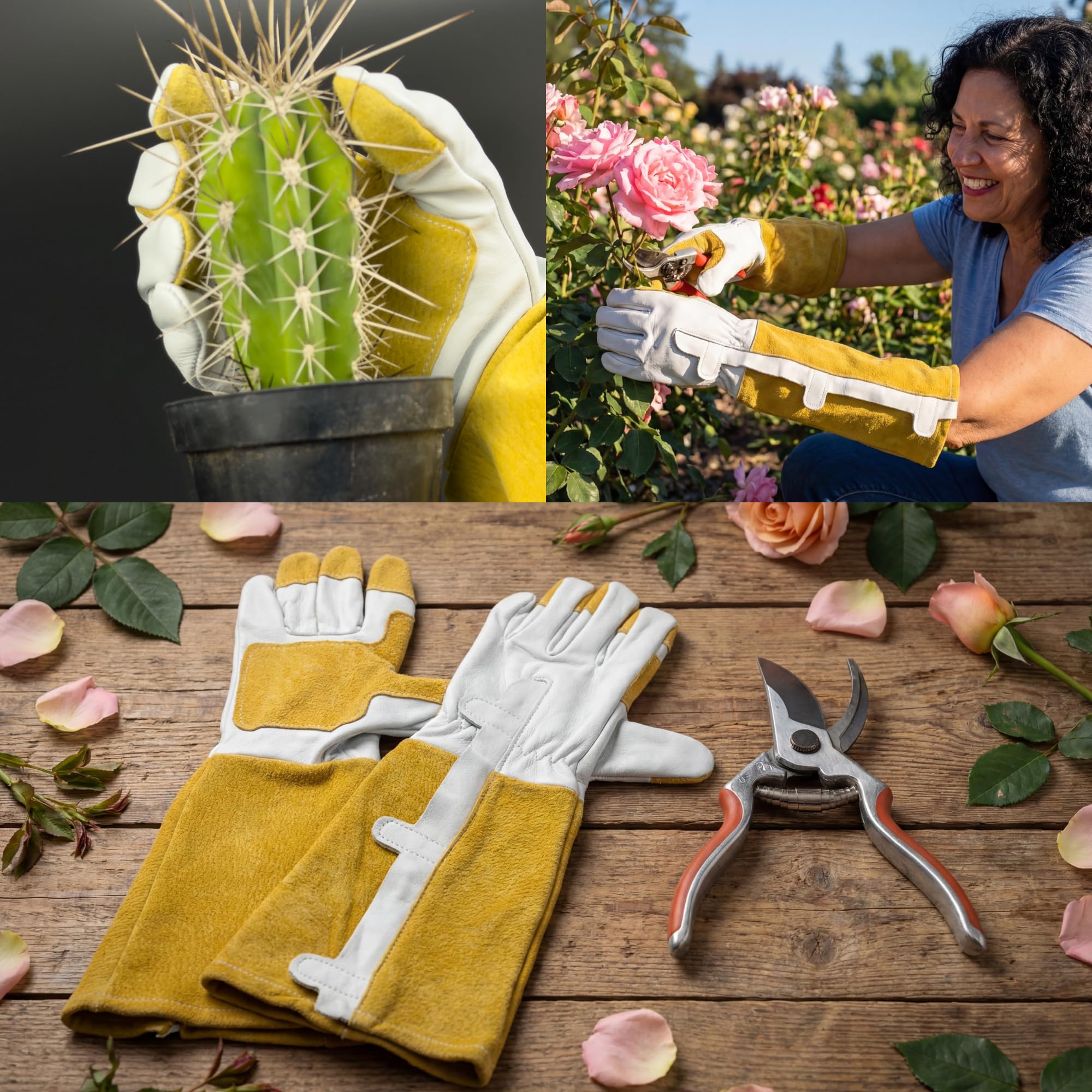 Ogre Outdoor and Garden Supply gloves next to hand for scale showing fit and protection benefit
