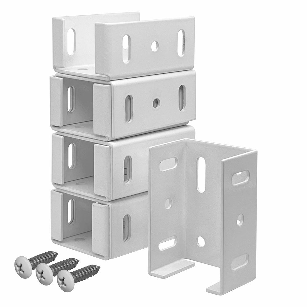 OHIY front view of eight white brackets and screws showing full kit benefit