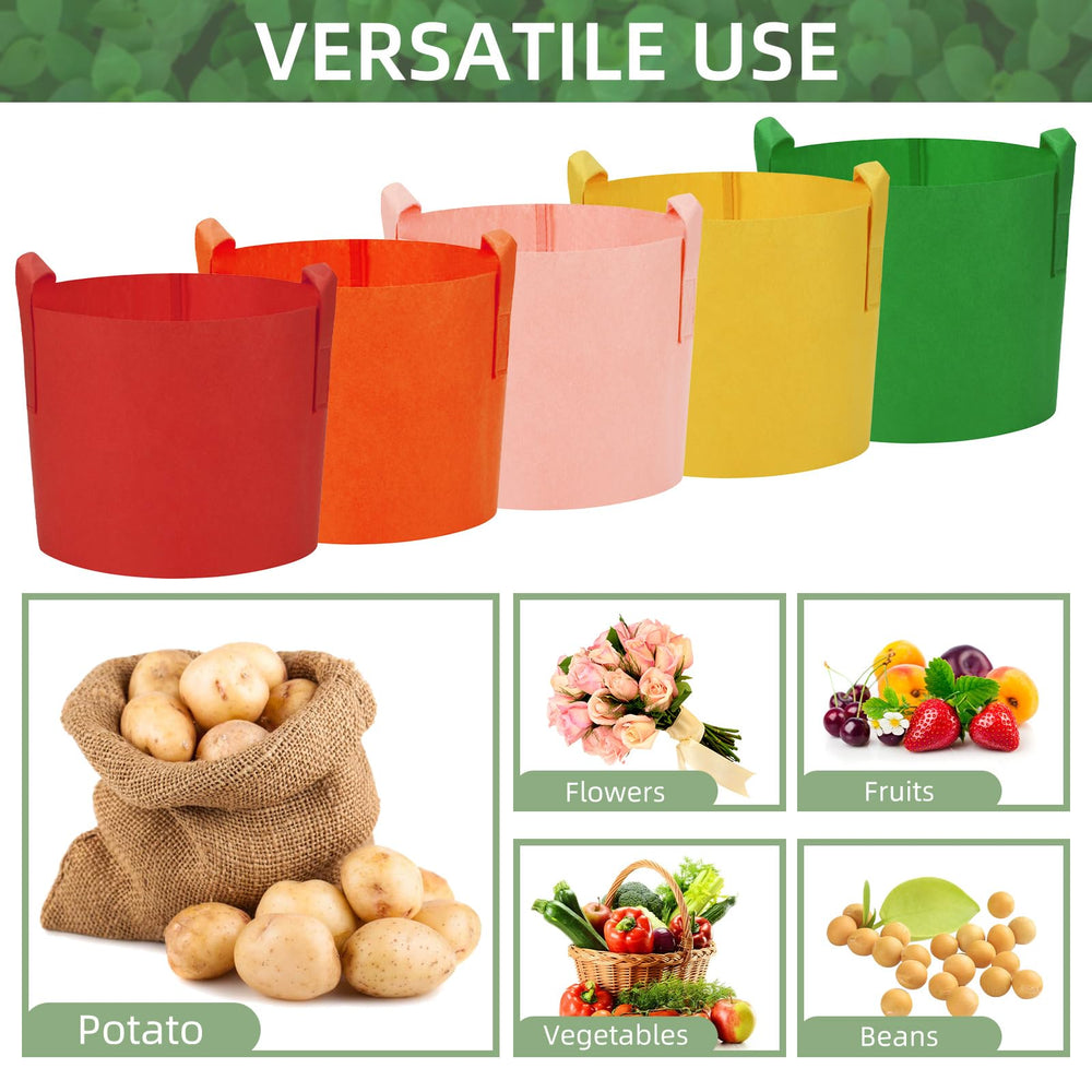 Ohiyoo folded grow bags stacked flat illustrating compact storage benefit