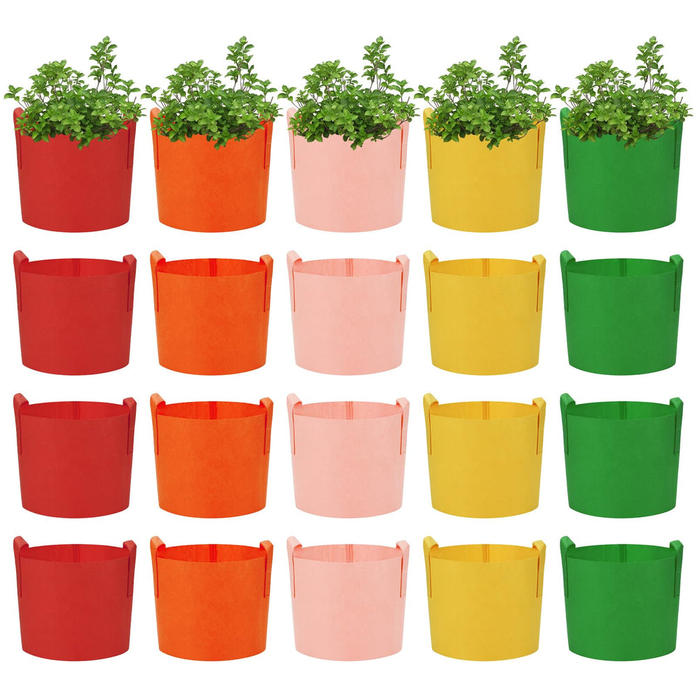 Ohiyoo front view of 20-pack grow bags showing colorful set and space savings