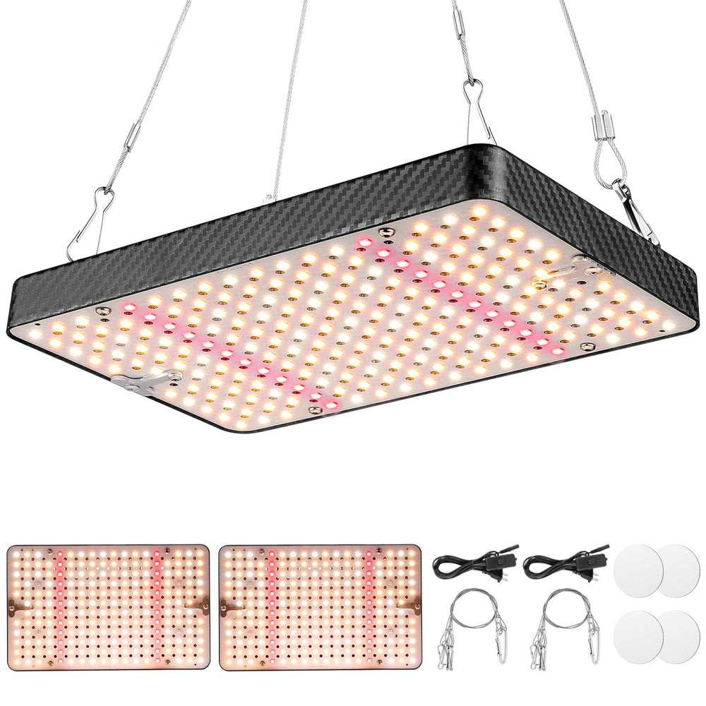 Ohtoad front view hanging grow lights showing slim fixture and hanging hardware for easy mounting