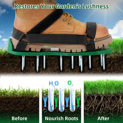Ohuhu aerator shoes side profile displaying durable plate and support