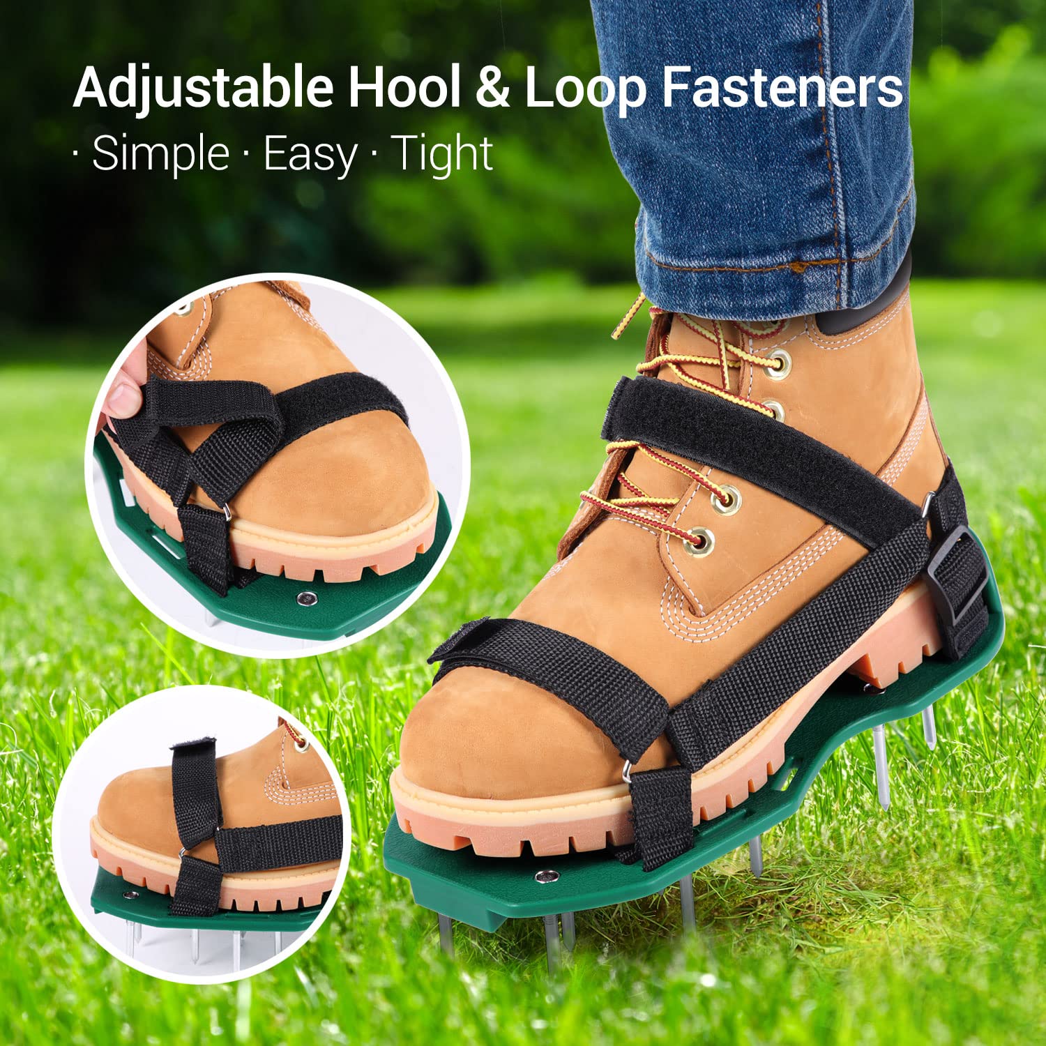Ohuhu aerator shoes straps detail showing hook and loop for secure fit