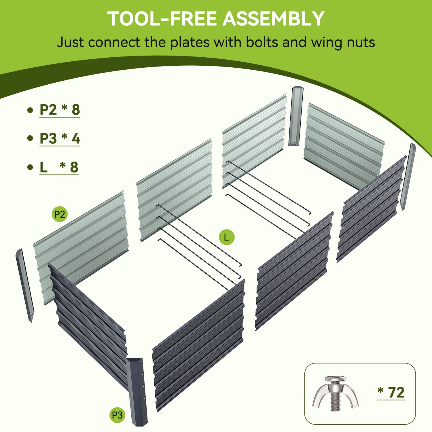 Ohuhu assembled bed with visible compost layers for nutrient-rich soil building