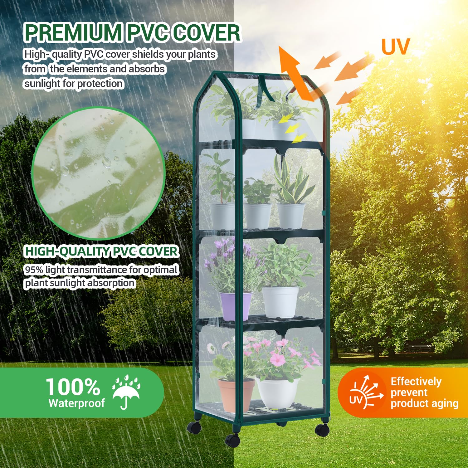 Ohuhu assembled with seedlings and pots illustrating portable gardening convenience