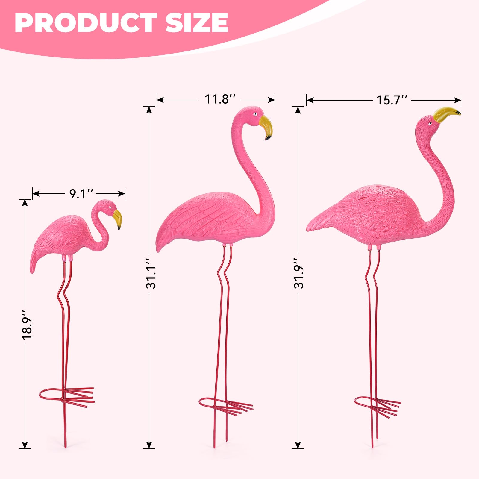 Ohuhu flamingo iron legs and stakes demonstrating secure outdoor anchoring