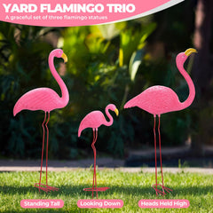 Ohuhu flamingo mother and baby on patio offering cheerful decor