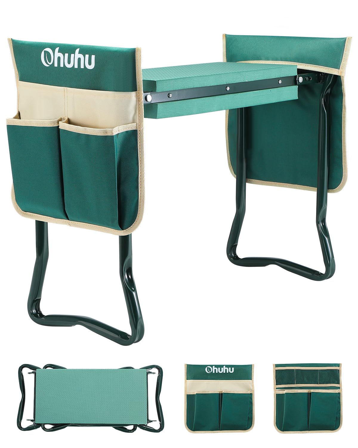 Ohuhu front view of bench seat showing sturdy frame and wide cushion for comfort