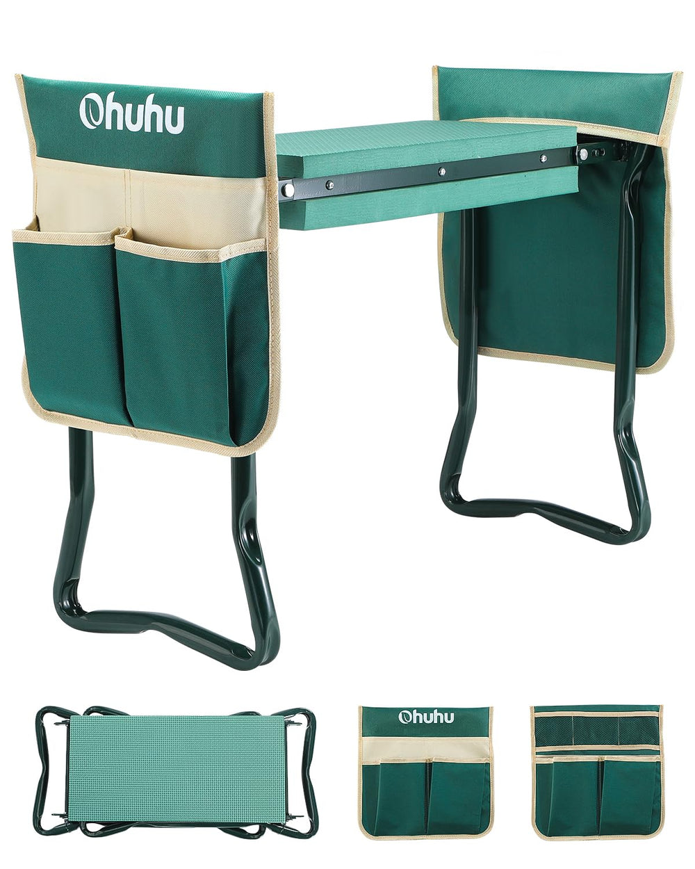 Ohuhu front view of bench seat showing sturdy frame and wide cushion for comfort