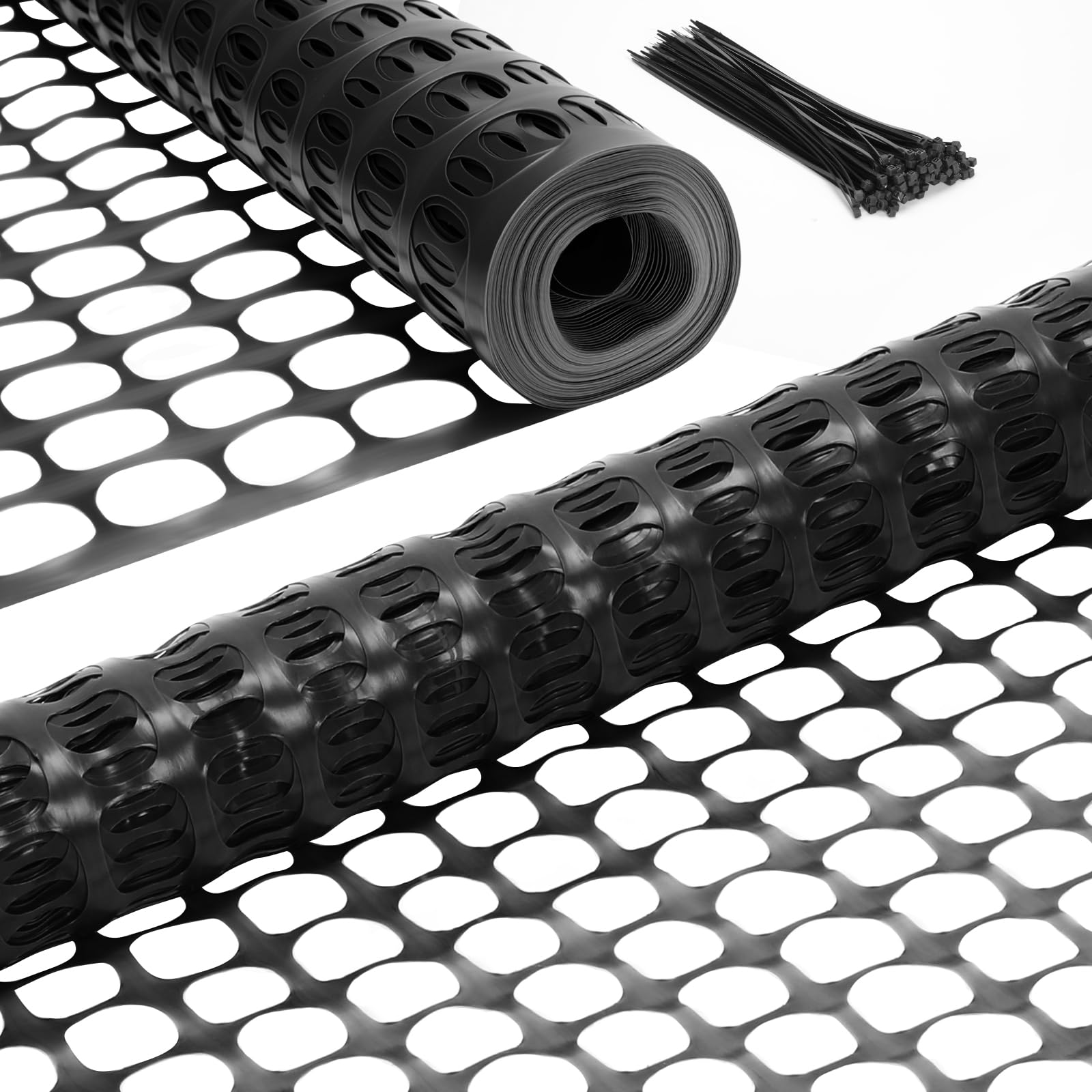 Ohuhu front view of rolled black garden fence showing compact storage and portability